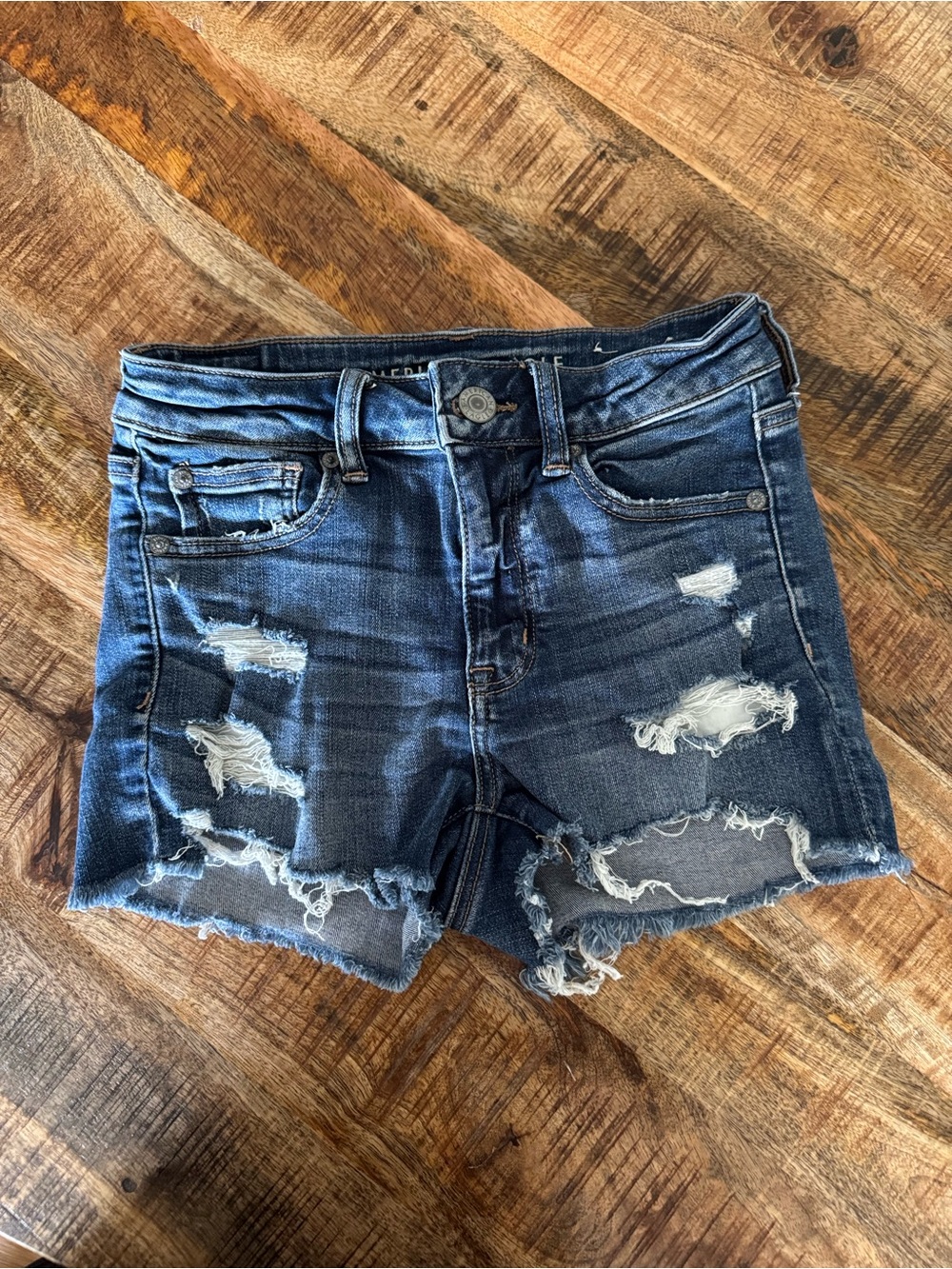 American Eagle Outfitters Distressed Dark Wash Denim Shorts